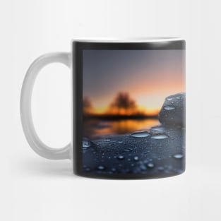 Rock With Raindrops,In The Sunset, Macro Background, Close-up Mug